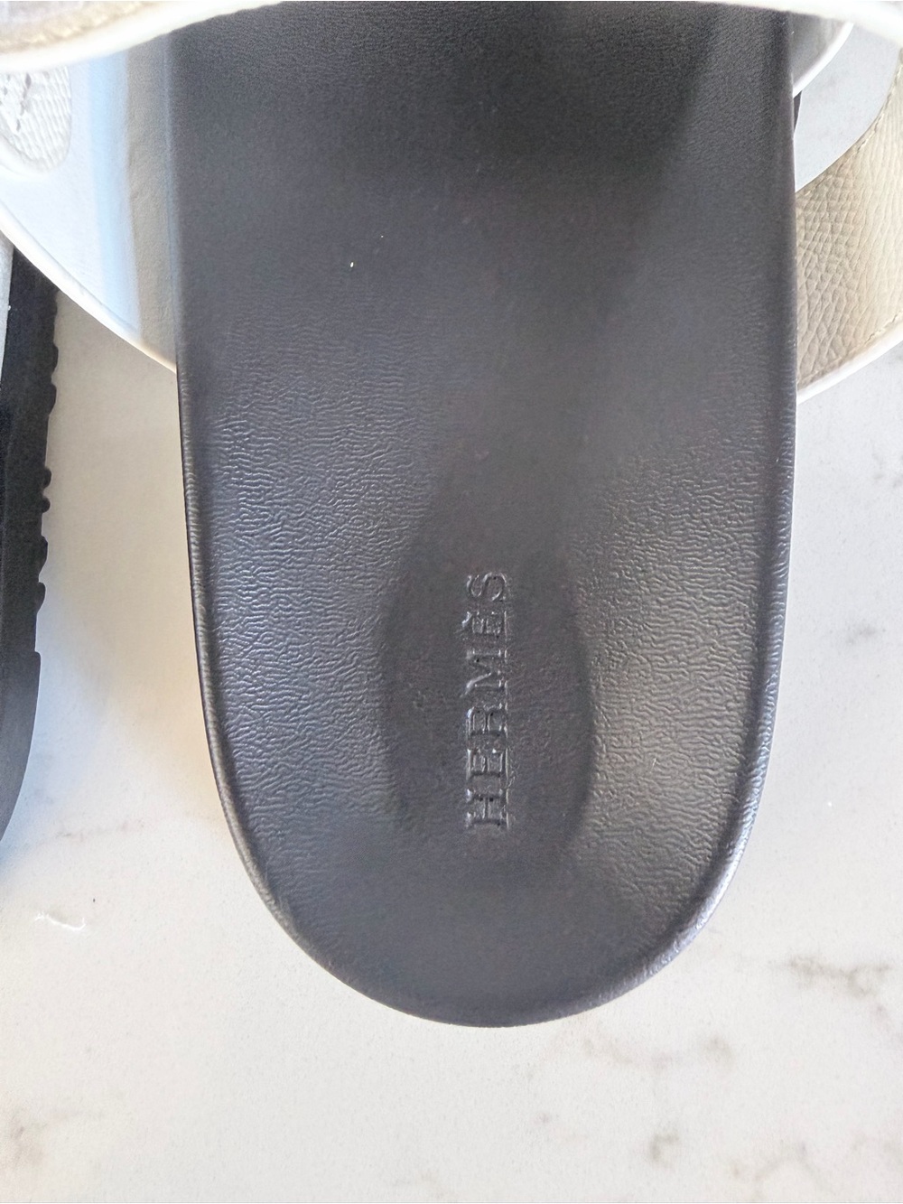 Hermes white Cutout Strap Slide Sandals - Black Footbed size 6 - Picture 3 of 12